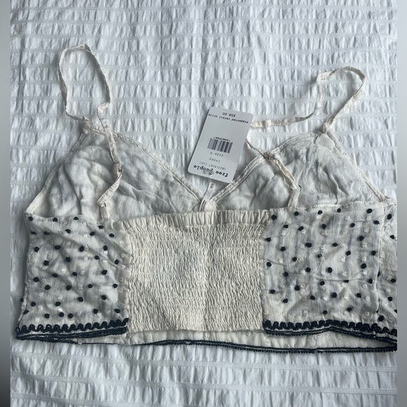 FREE PEOPLE Odette Brami Embroidered and Beaded Ivory and Black Crop Top - Picture 6 of 9